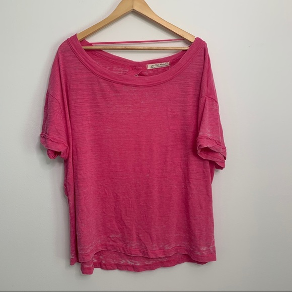 Free People Open Back T Shirt Magenta - Picture 3 of 6